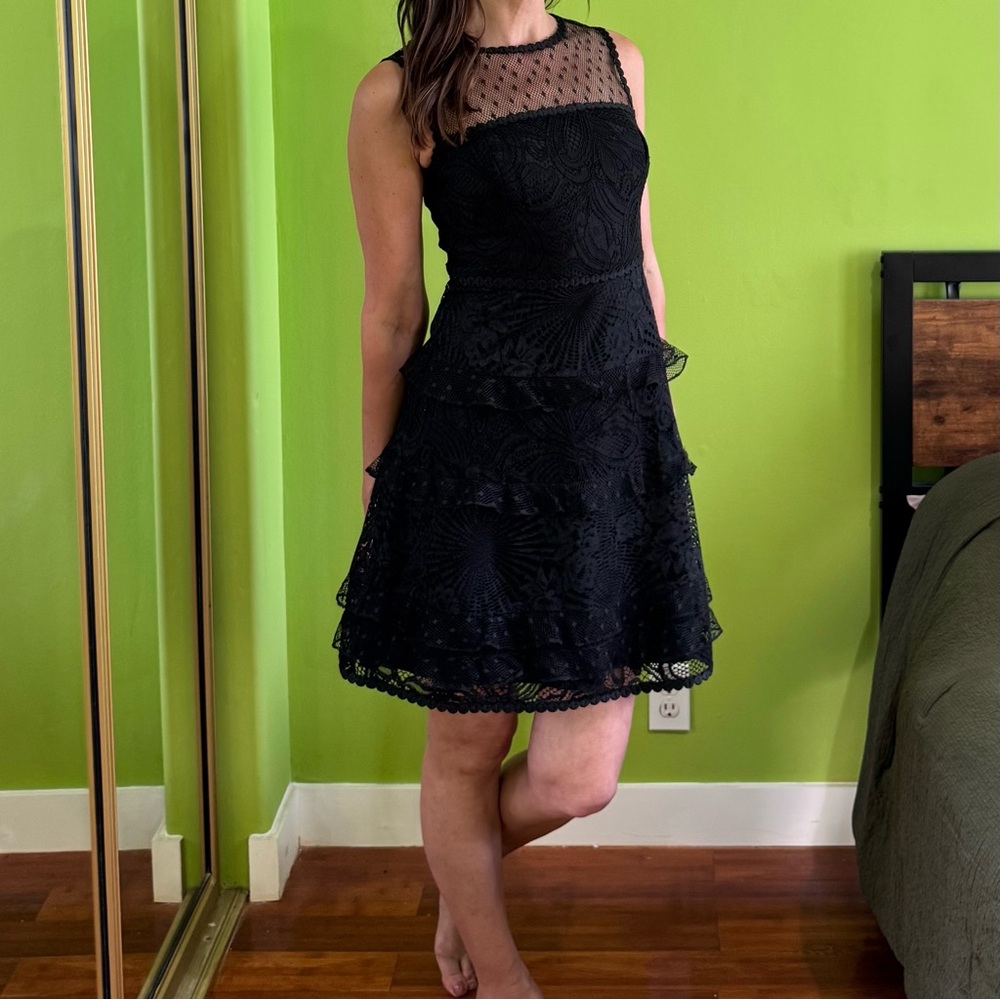 NWT Lilly Pulitzer Black Tiered Cocktail Dress, Lace, Size 2